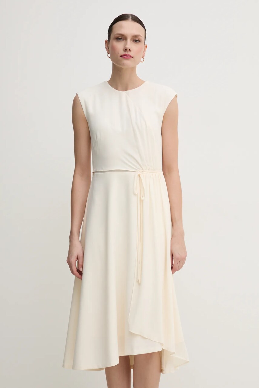 Сукня Dkny колір бежевий midi розкльошена DD4KC366