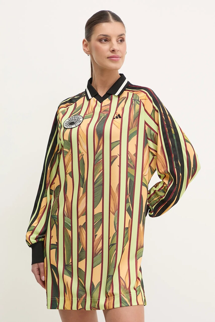 Сукня adidas x Farm Rio колір зелений mini oversize JD6284