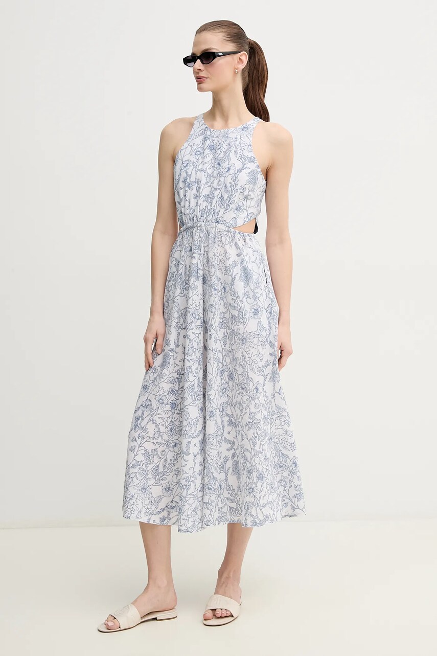 Льняна сукня Pepe Jeans DONATELLA колір білий midi розкльошена PL953701