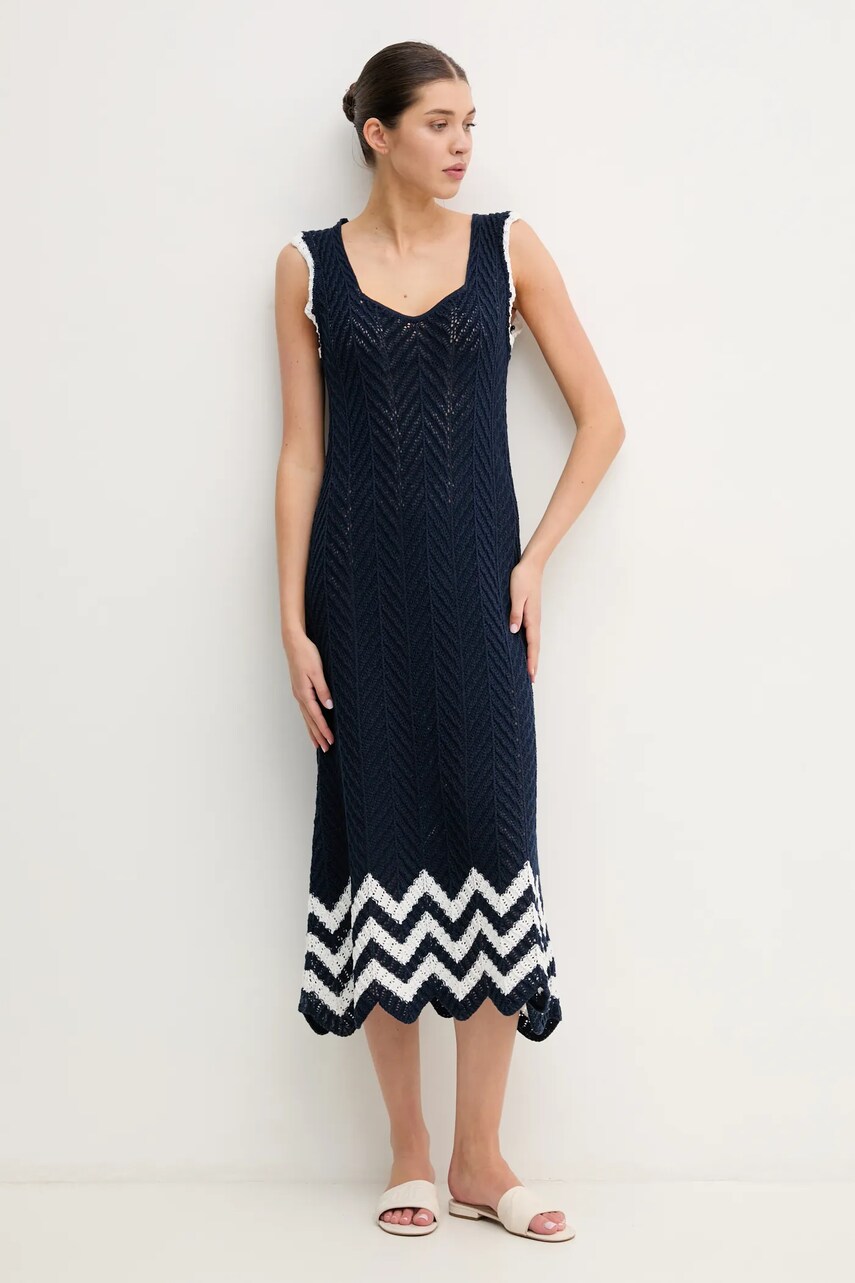 Сукня Pepe Jeans OLLIE DRESS колір синій maxi розкльошена PL953717