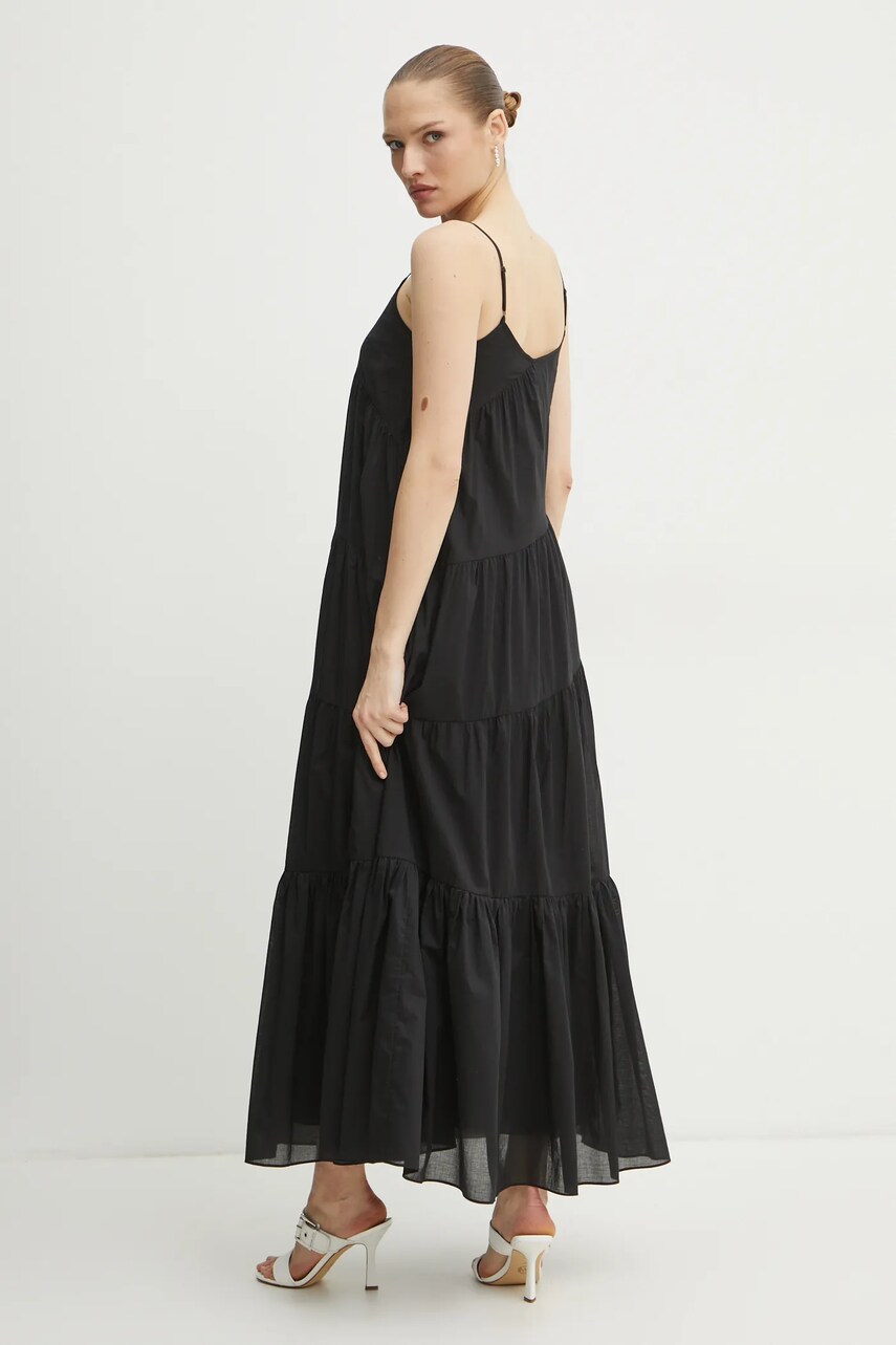 Бавовняна сукня MICHAEL Michael Kors колір чорний maxi розкльошена MR582ID4YJ