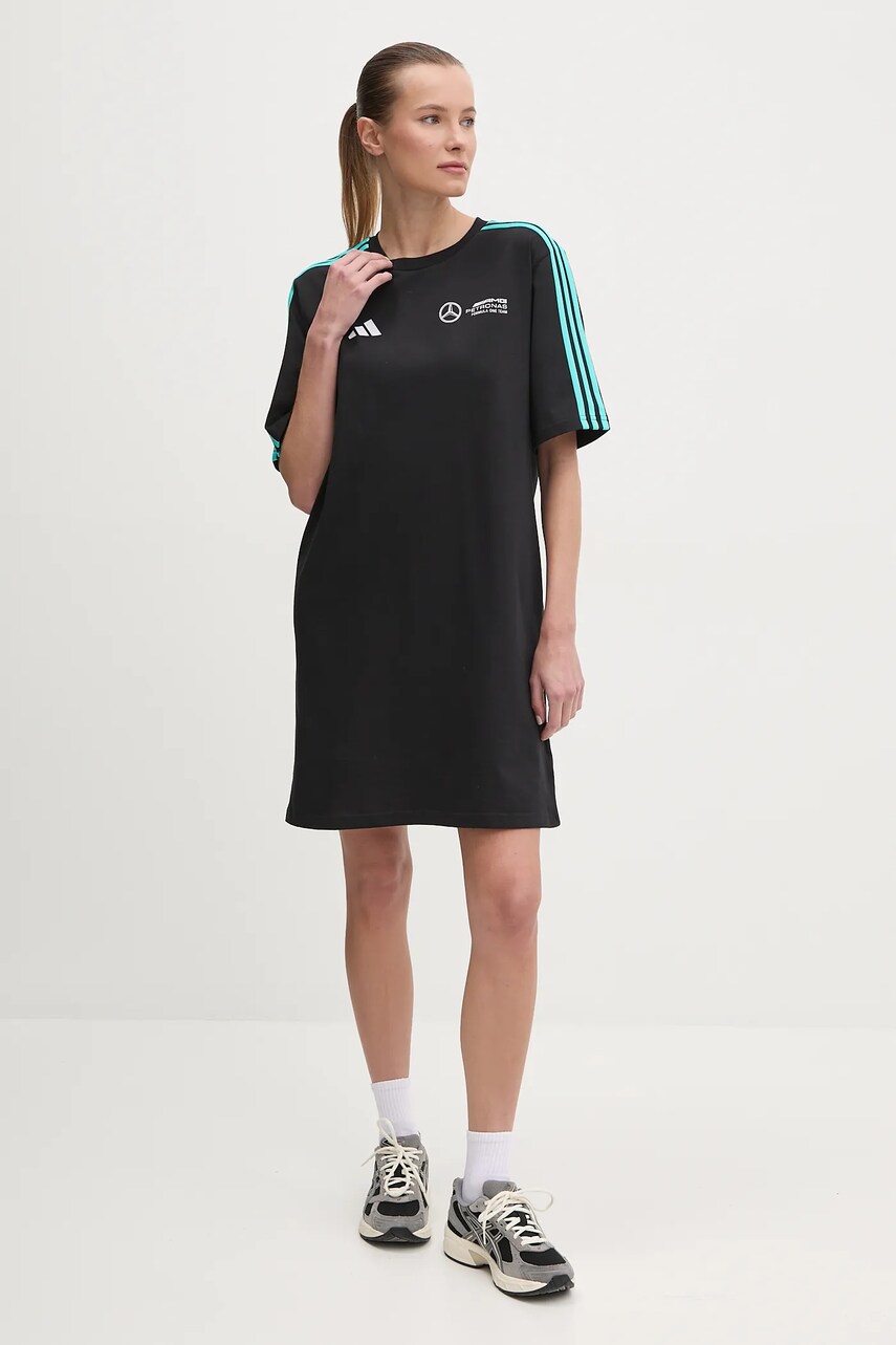 Бавовняна сукня adidas x Mercedes колір чорний mini oversize JV5426