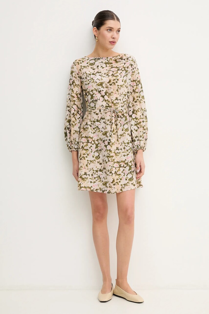 Шовкова сукня Weekend Max Mara колір бежевий mini розкльошена 2515221041600