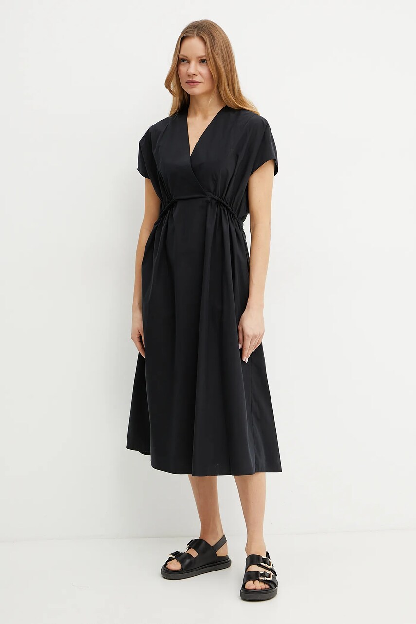 Бавовняна сукня Weekend Max Mara колір чорний midi розкльошена 2515221052600