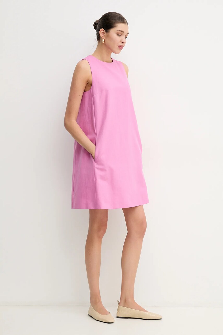 Сукня з домішкою льону Weekend Max Mara колір фіолетовий mini розкльошена 2515221102600