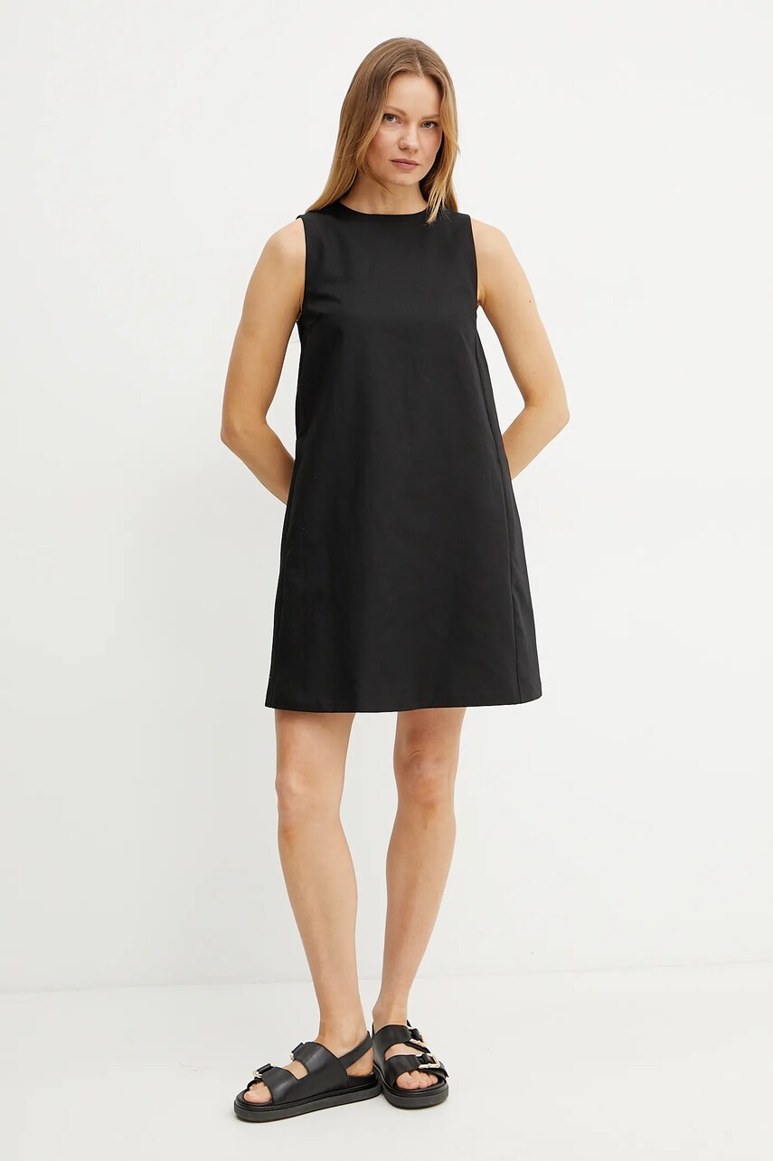 Сукня з домішкою льону Weekend Max Mara колір чорний mini розкльошена 2515221102600