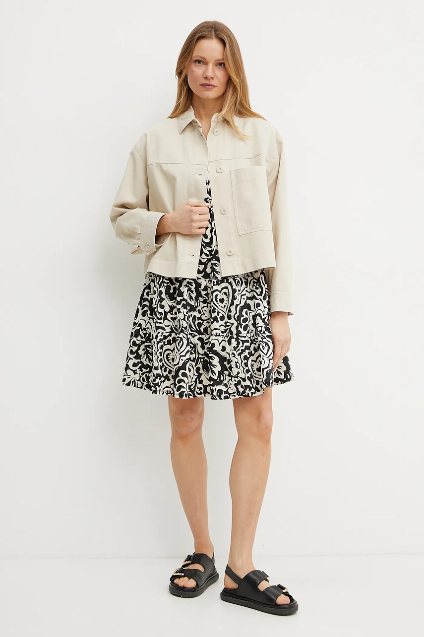 Бавовняна сукня Weekend Max Mara колір чорний mini розкльошена 2515621072600