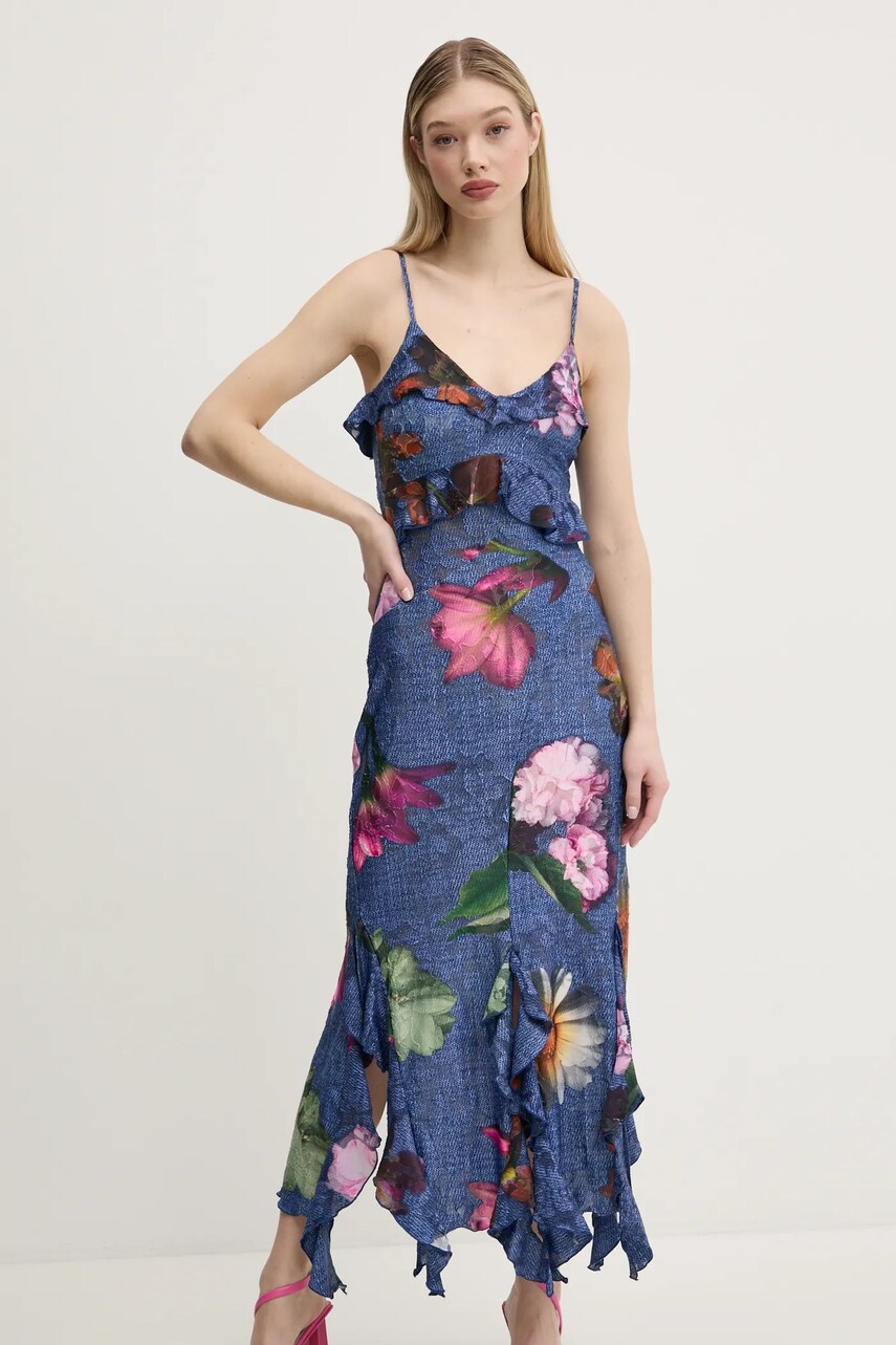 Сукня Desigual APOLO колір синій maxi облягаюча 25SWVK16