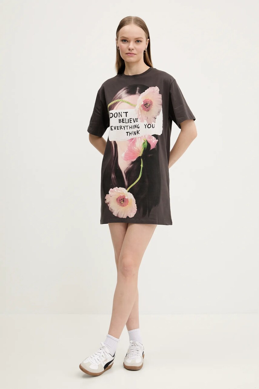 Бавовняна сукня Desigual BERLIN колір сірий mini oversize 25SWVK20