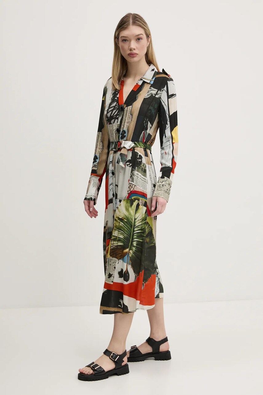 Сукня Desigual COLLAGE LACROI колір чорний midi розкльошена 25SWVW45