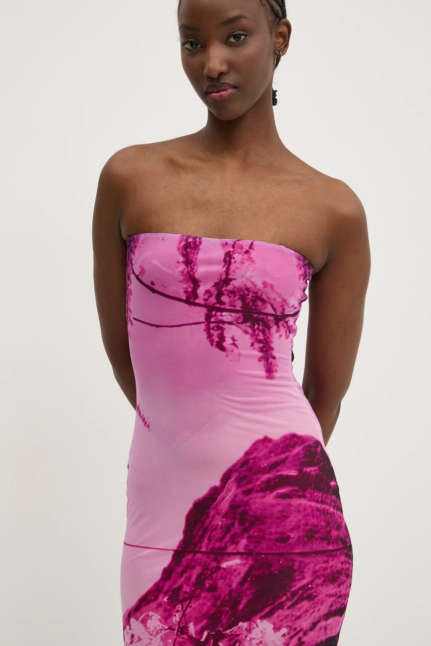 Сукня Desigual LAKECOMO L колір рожевий midi облягаюча 25SWVK39
