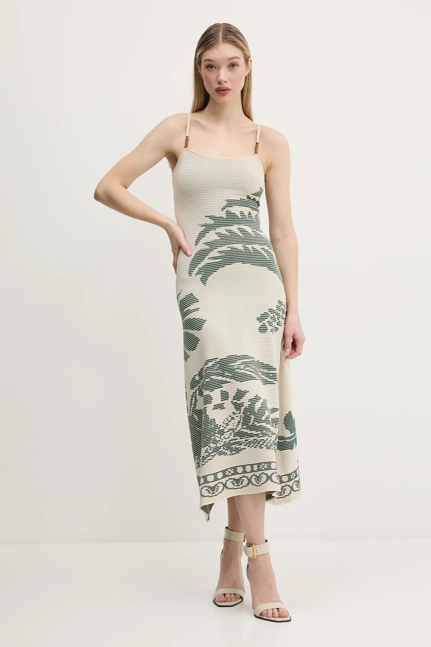 Сукня Desigual MARSELLA колір бежевий maxi розкльошена 25SWVF11