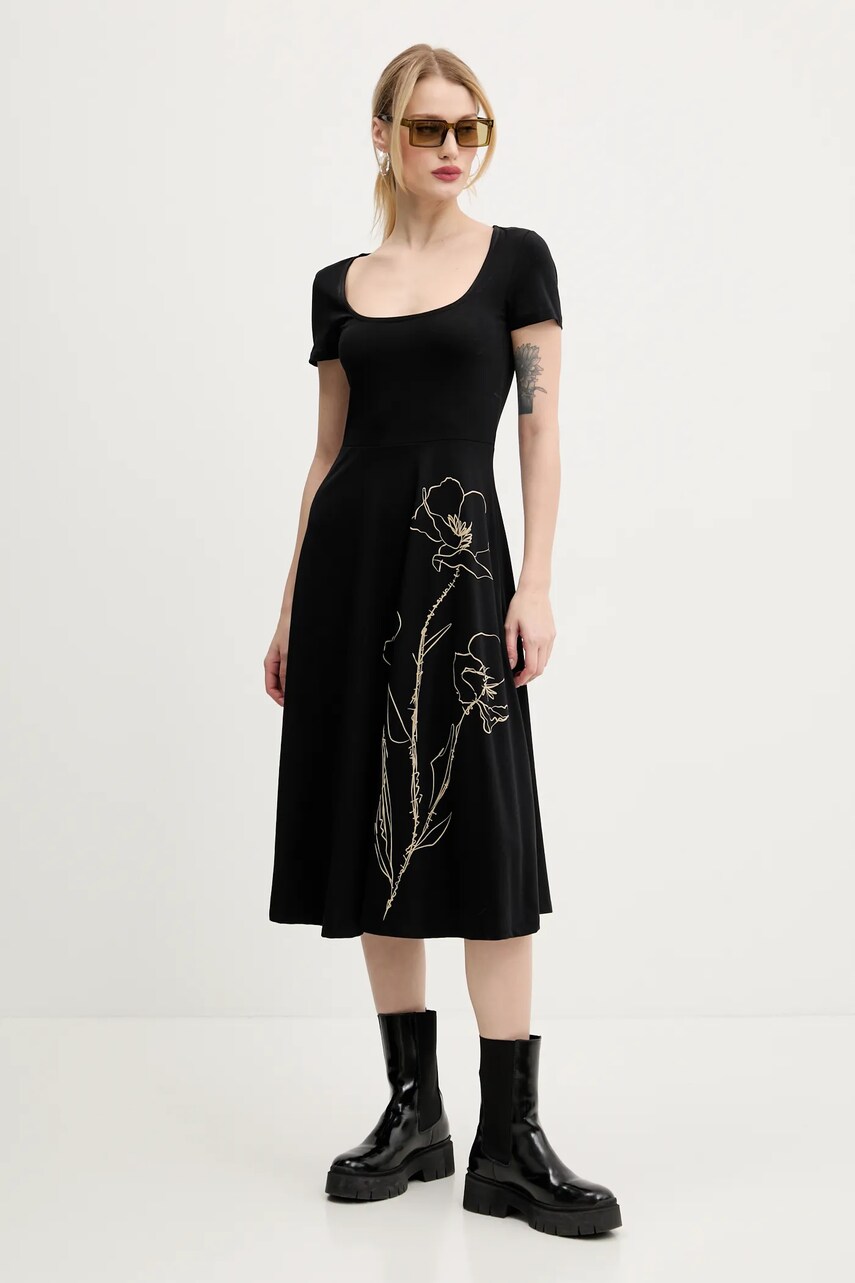 Сукня Desigual NAPOLES колір чорний midi розкльошена 25SWVK09