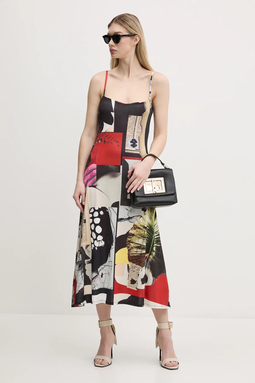 Сукня Desigual NEWSPAPER COLL колір чорний maxi розкльошена 25SWVK40