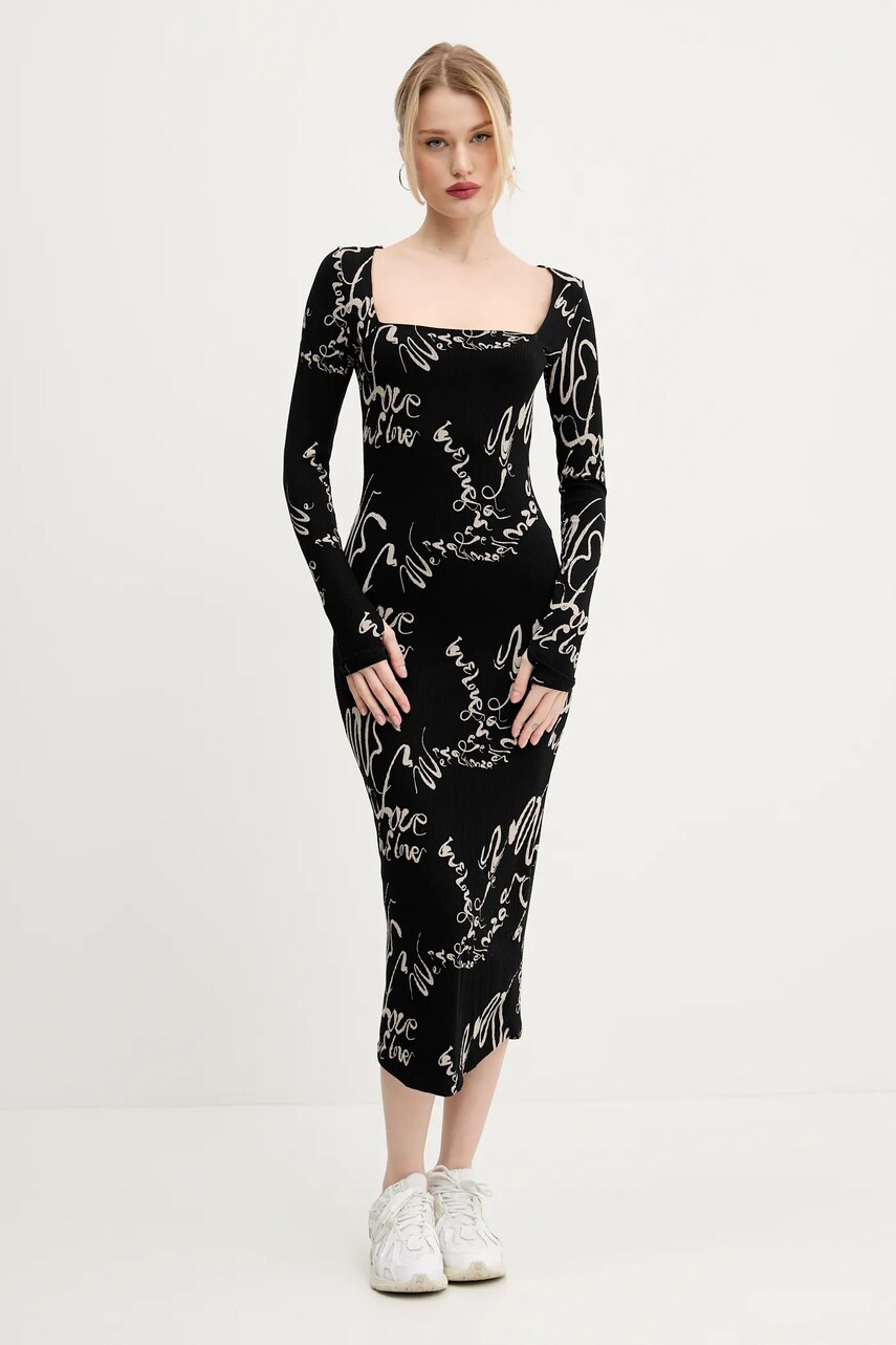 Сукня Desigual VALENCIA колір чорний midi облягаюча 25SWVK05