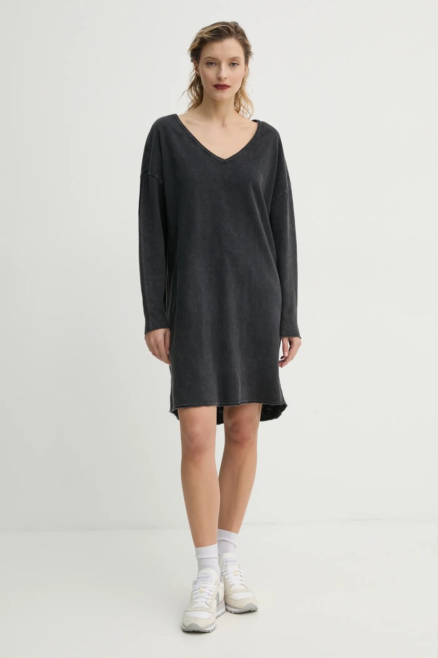 Бавовняна сукня American Vintage колір сірий mini oversize SON14CGE25