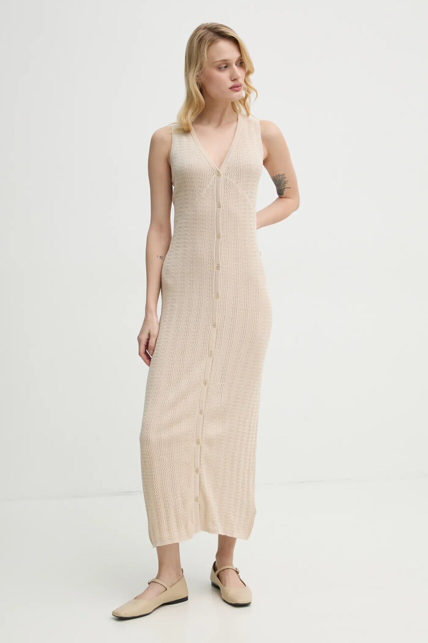 Бавовняна сукня Filippa K колір бежевий maxi облягаюча 31090