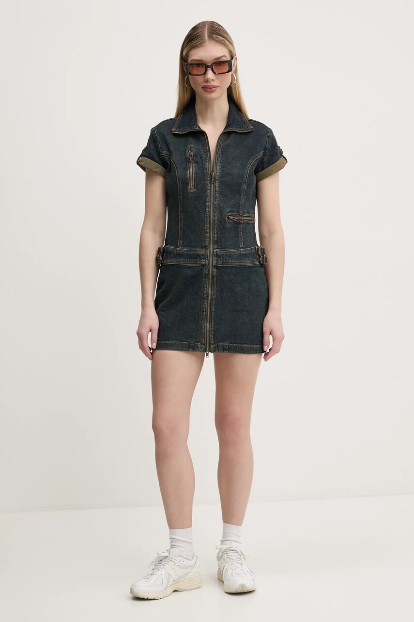 Джинсова сукня Guess Originals колір синій mini облягаюча W5RG68 D4ON1