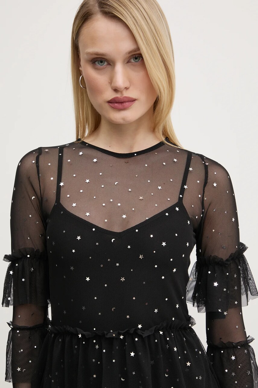 Сукня Never Fully Dressed Star Mesh колір чорний maxi пряма NFDDR1804