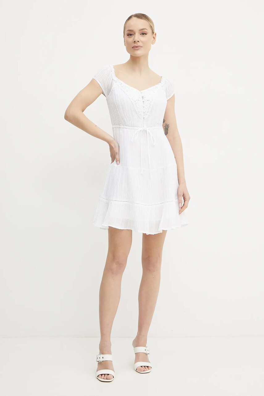 Сукня Guess GAUZE колір білий mini розкльошена W5GK0A WE340
