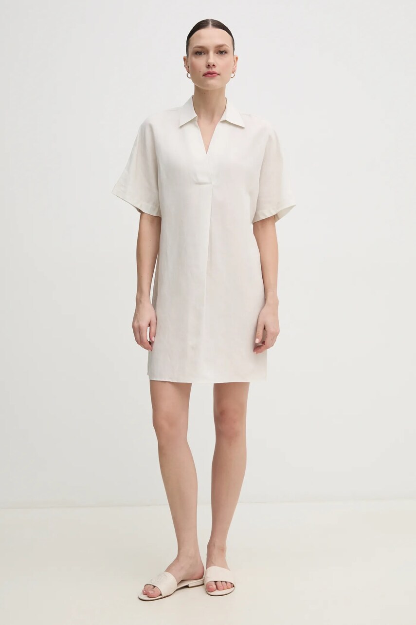 Сукня з домішкою льону Calvin Klein колір бежевий mini oversize K20K208382
