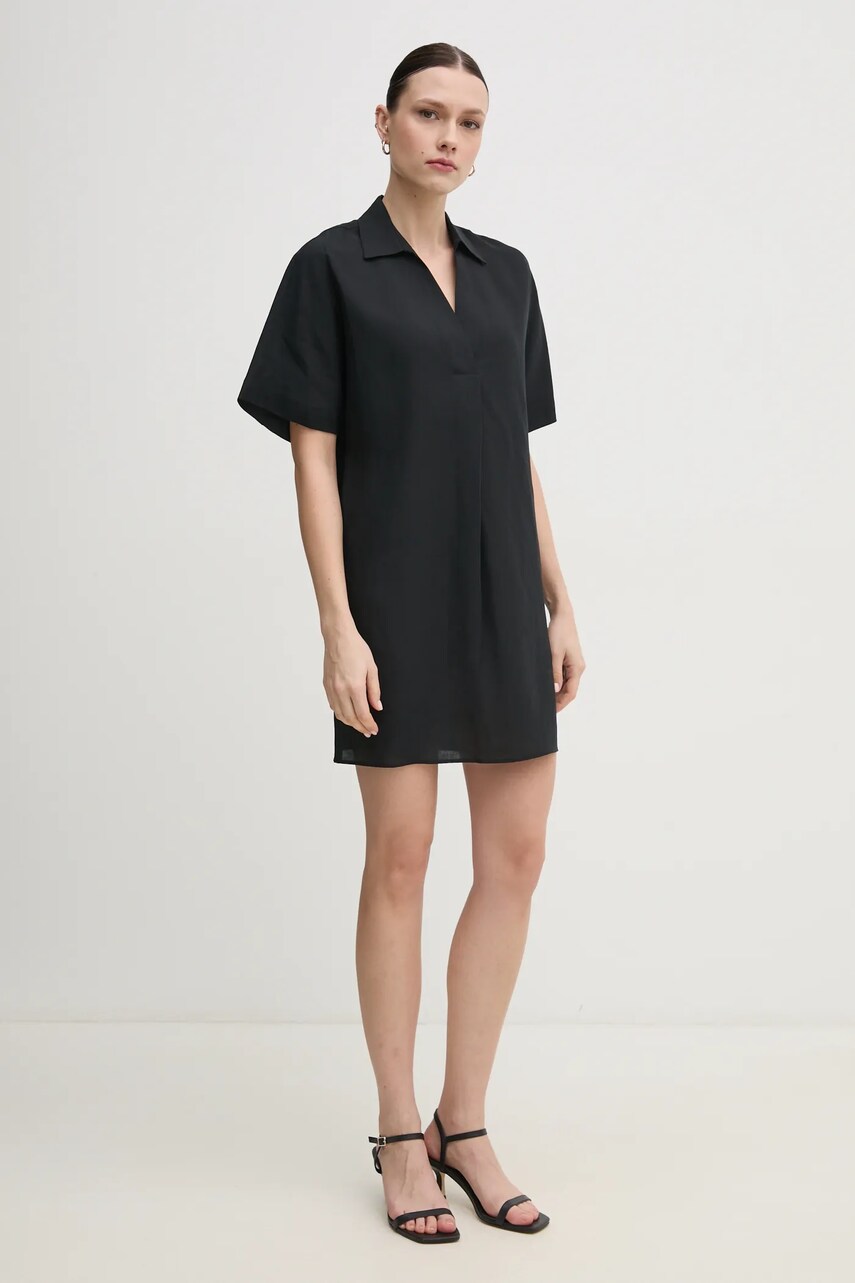 Сукня з домішкою льону Calvin Klein колір чорний mini oversize K20K208382