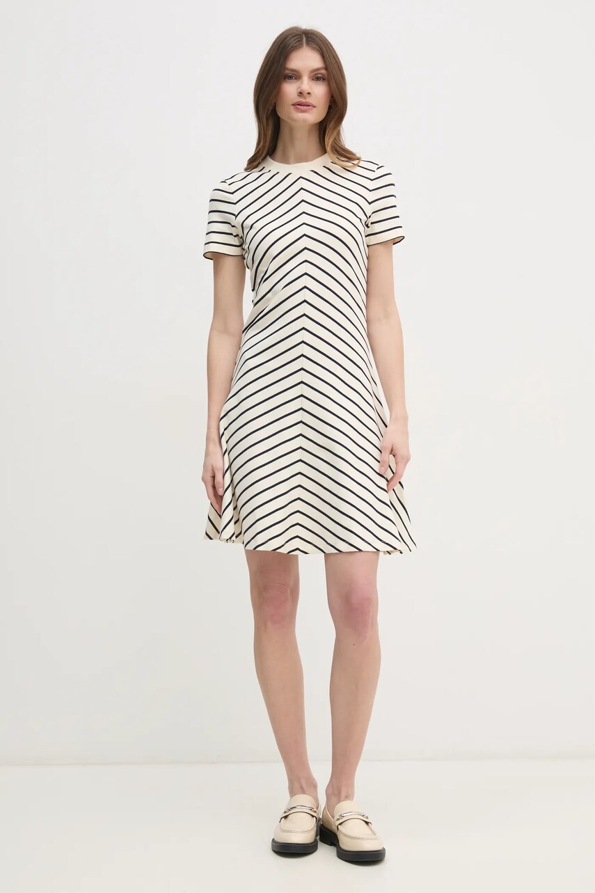 Бавовняна сукня Tommy Hilfiger колір бежевий mini розкльошена WW0WW45521