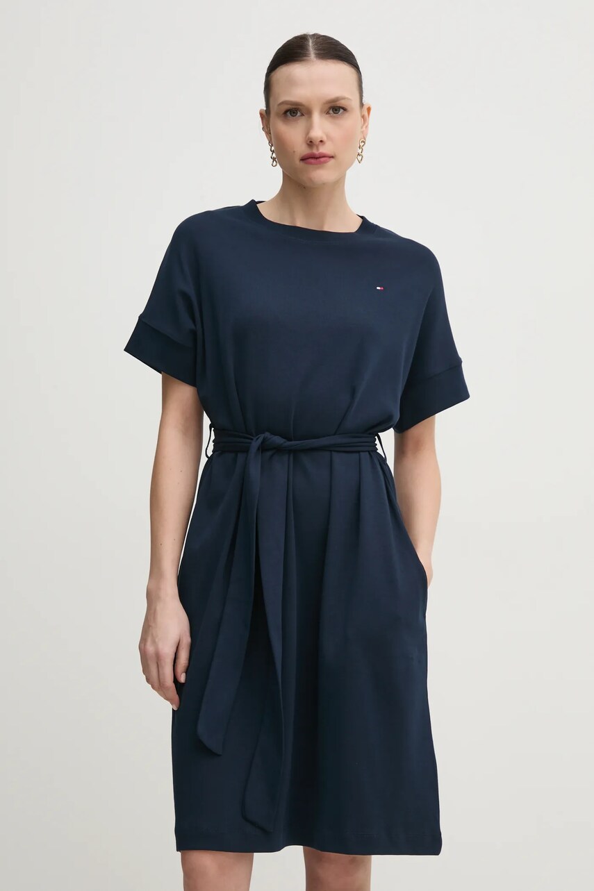 Бавовняна сукня Tommy Hilfiger колір синій mini розкльошена WW0WW45520