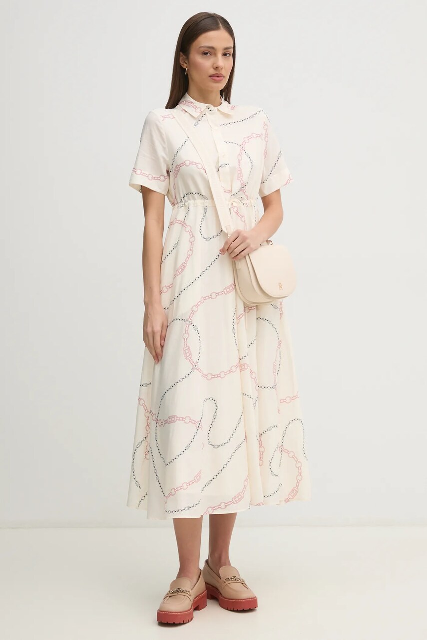 Сукня Tommy Hilfiger колір бежевий maxi розкльошена WW0WW46009