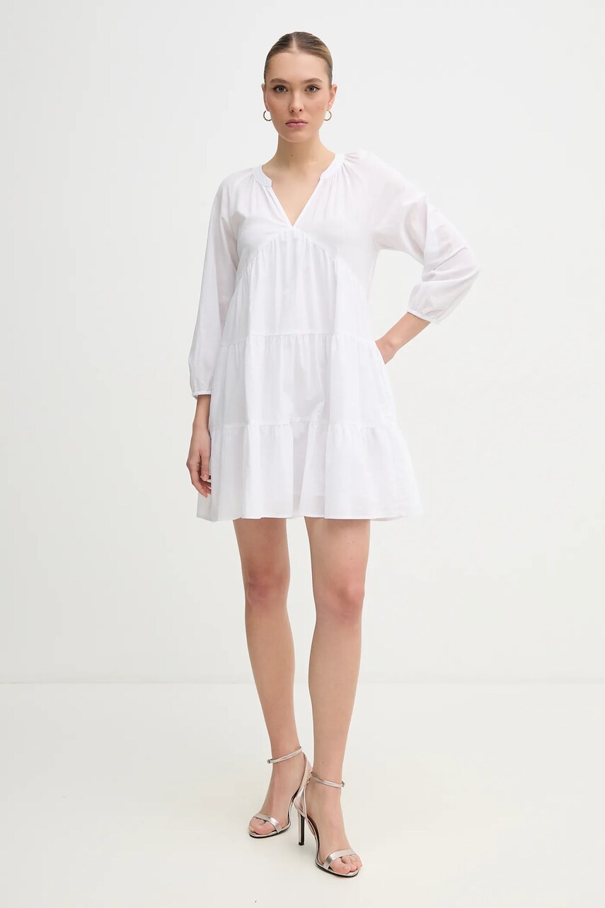 Бавовняна сукня Dkny колір білий mini розкльошена DJ4D9021