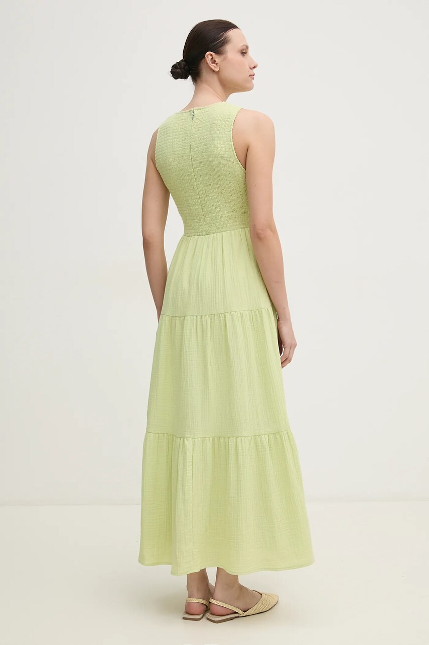 Бавовняна сукня Dkny колір зелений maxi розкльошена DJ4D9008