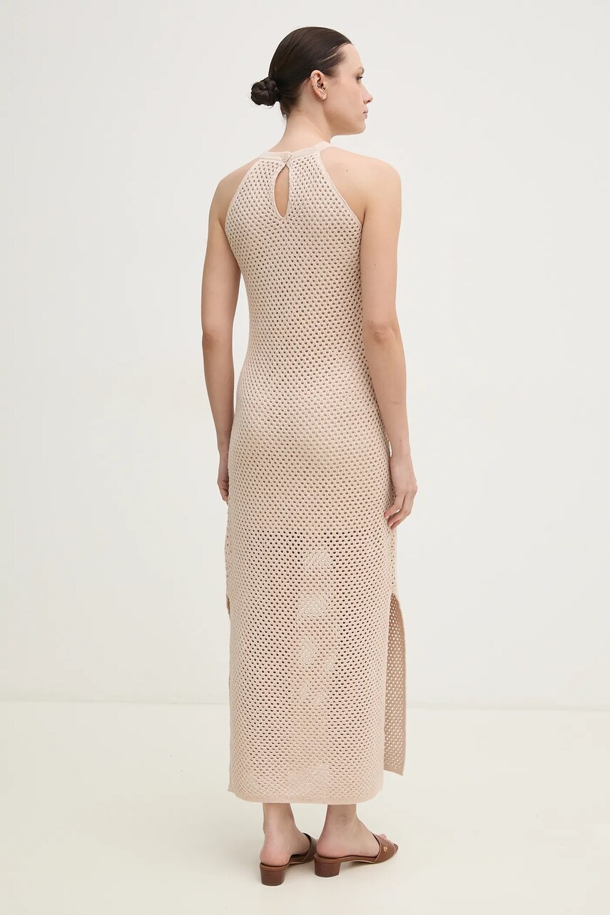 Сукня Dkny колір бежевий maxi облягаюча DJ5R0627