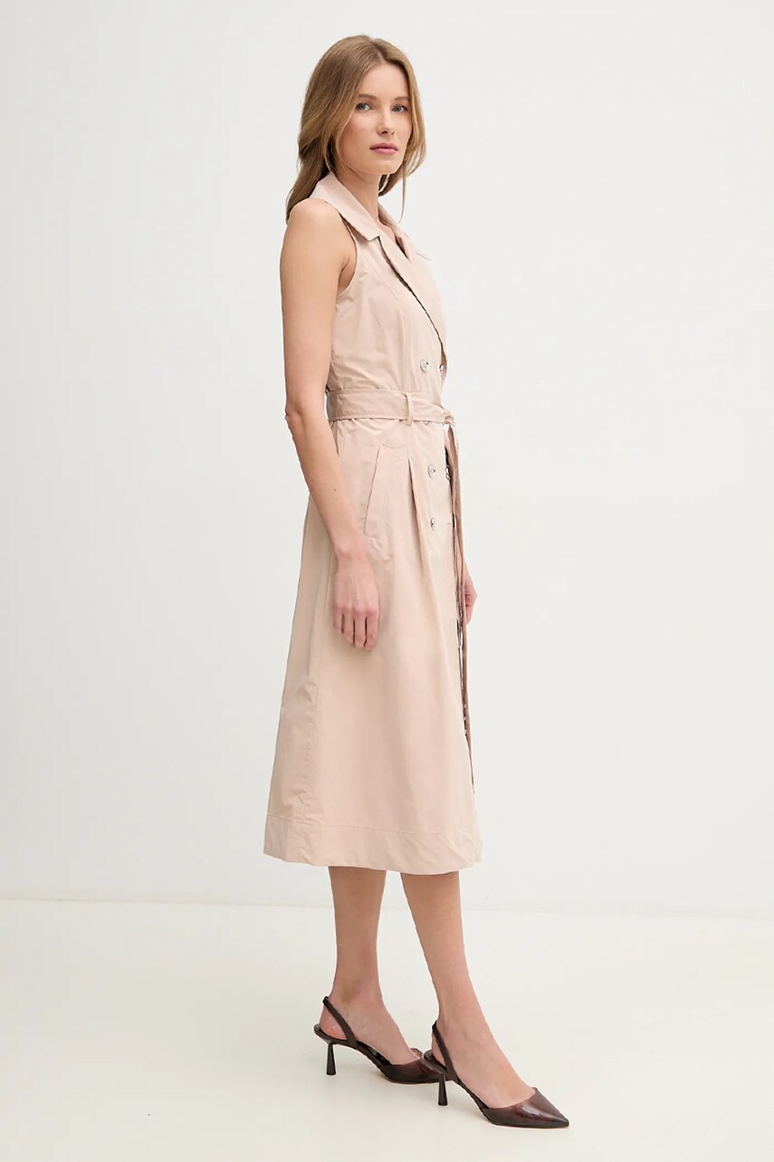 Сукня Dkny колір бежевий midi розкльошена DD5P1H93