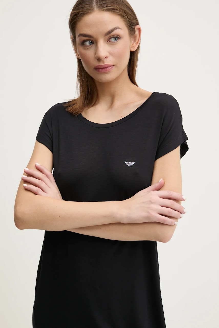 Нічна сорочка Emporio Armani Underwear жіноча колір чорний з бавовни EW000521 AF10889