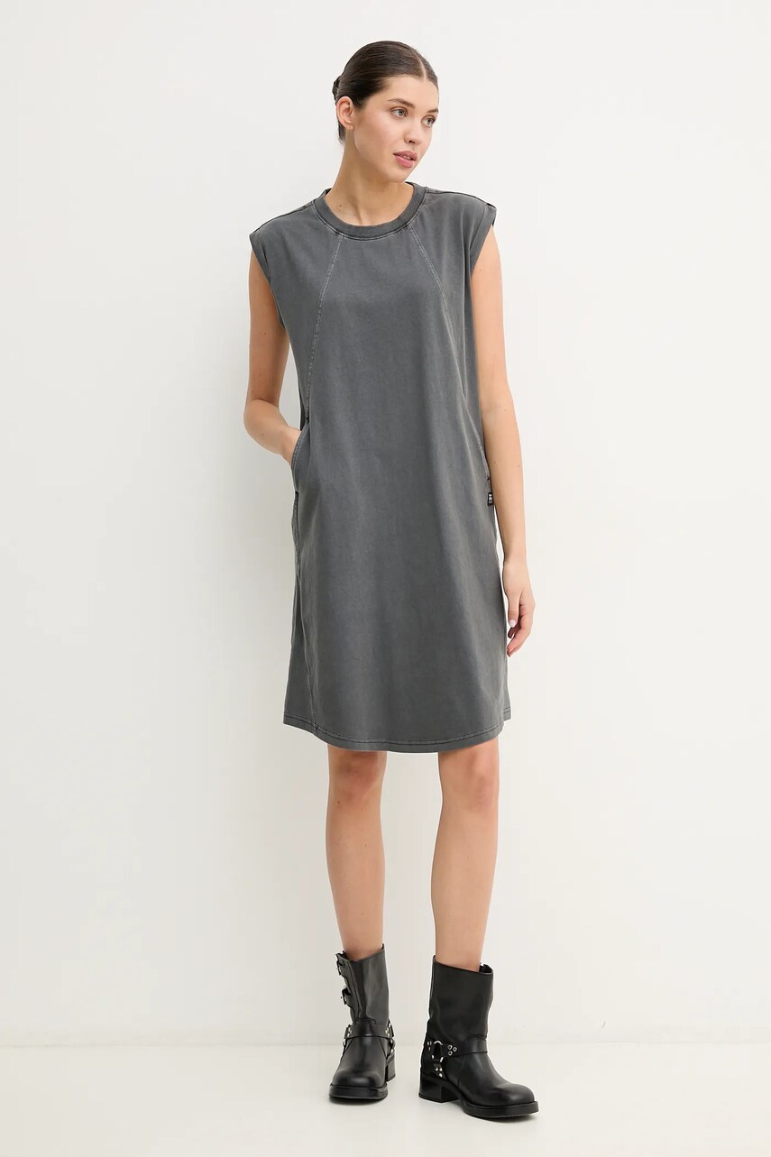 Бавовняна сукня G-Star Raw колір сірий mini пряма D26081-C756