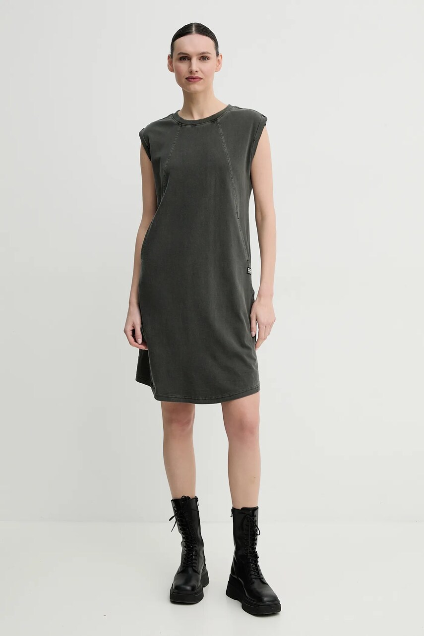 Бавовняна сукня G-Star Raw колір сірий mini пряма D26081-C756