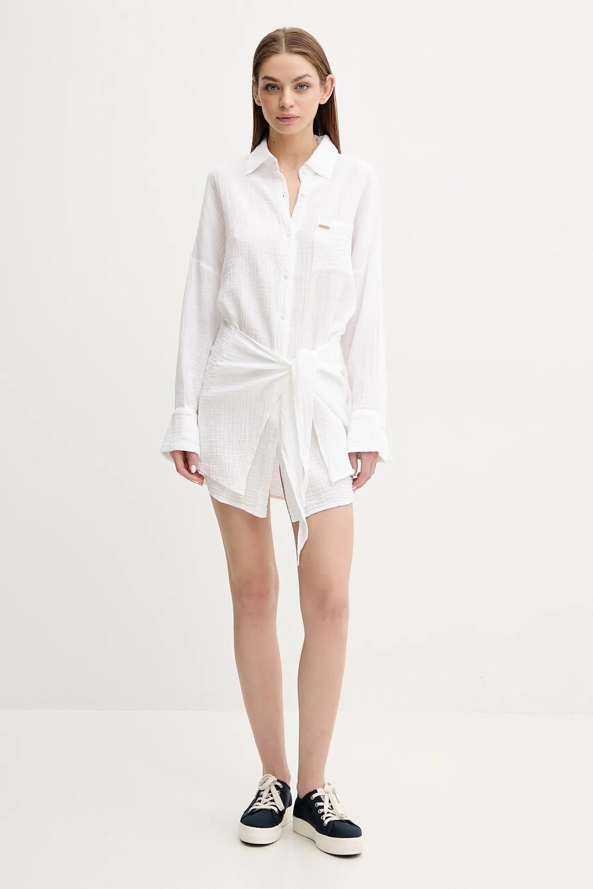 Бавовняна сукня Melissa Odabash колір білий mini oversize Sara