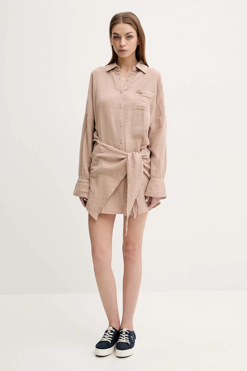 Бавовняна сукня Melissa Odabash колір коричневий mini oversize Sara