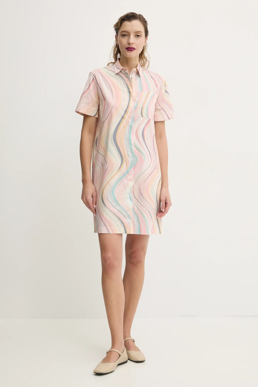Бавовняна сукня PS Paul Smith колір бежевий mini пряма W2R.649D.P31281