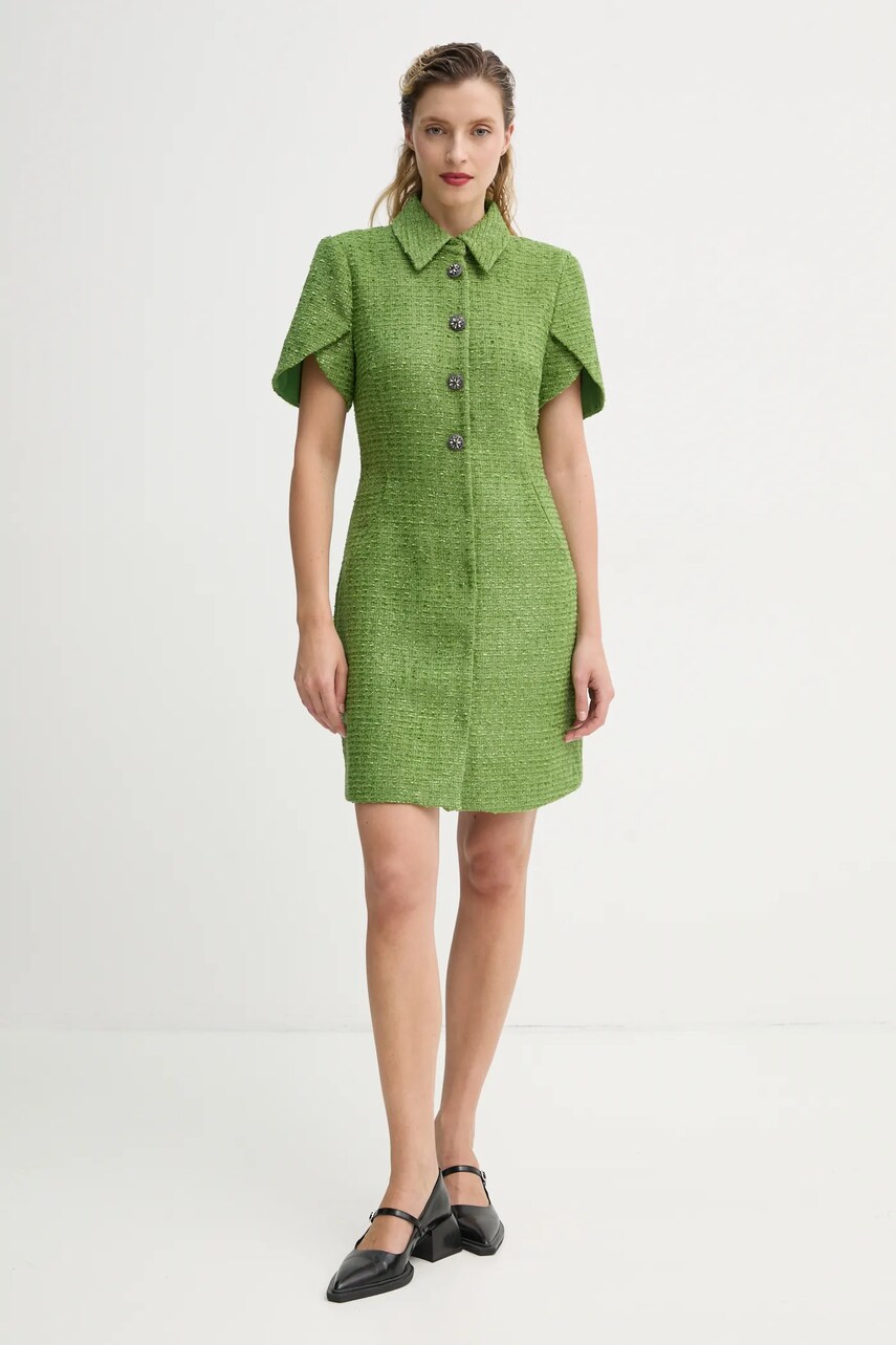 Сукня Bruuns Bazaar колір зелений mini облягаюча BBW4431