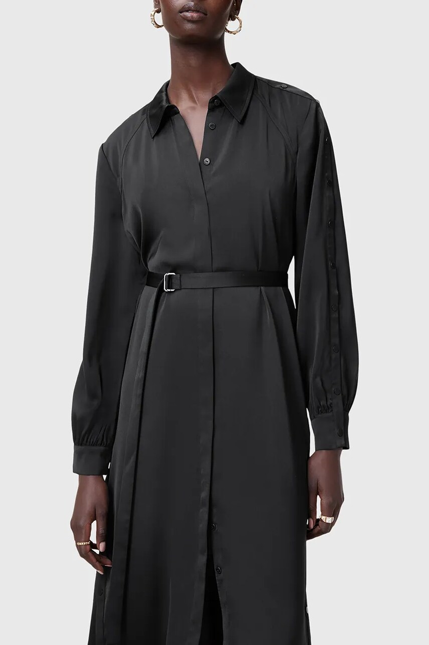 Сукня AllSaints LEXI колір чорний midi розкльошена W036DC