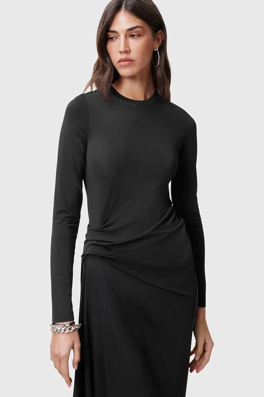 Сукня AllSaints RIVI колір чорний midi облягаюча W007DC