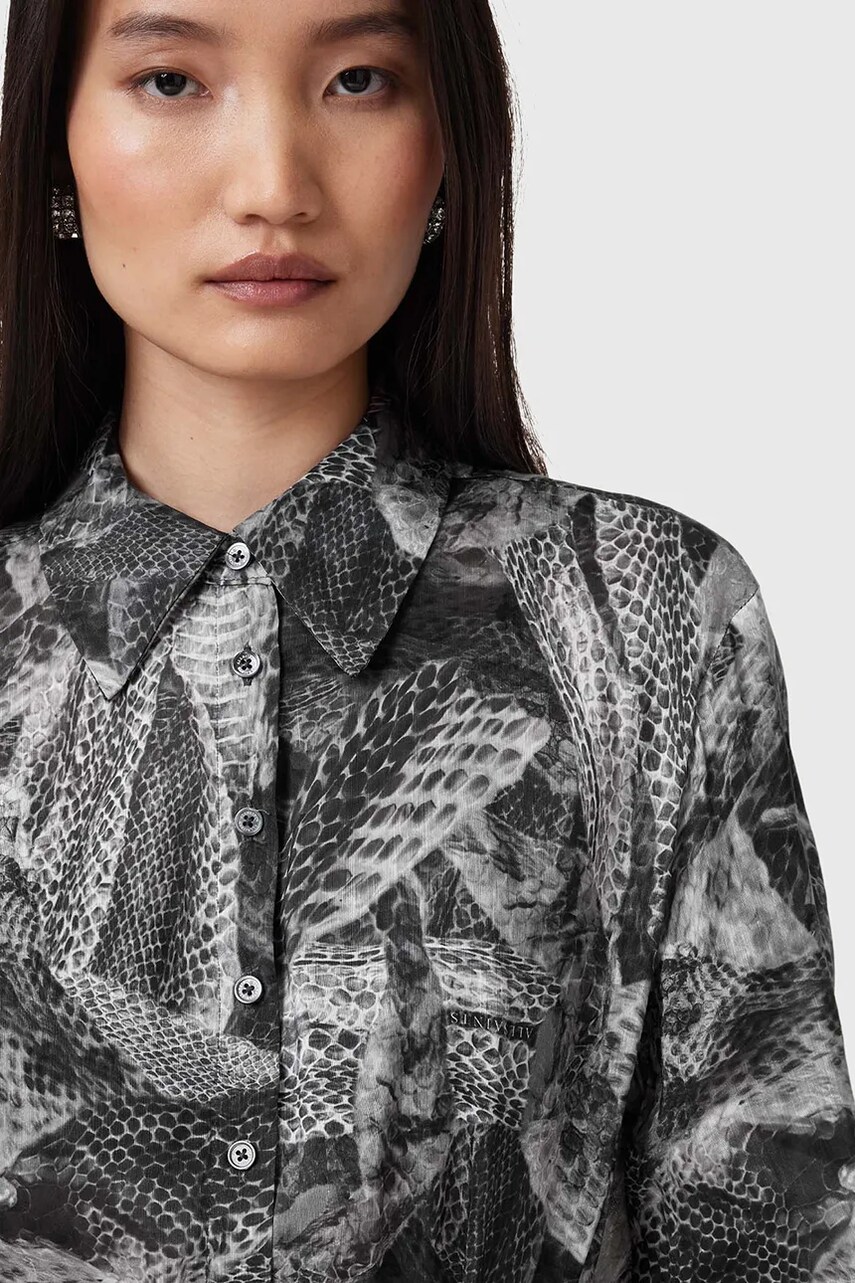Сукня з домішкою шовку AllSaints LEYLA колір сірий mini пряма W081DC