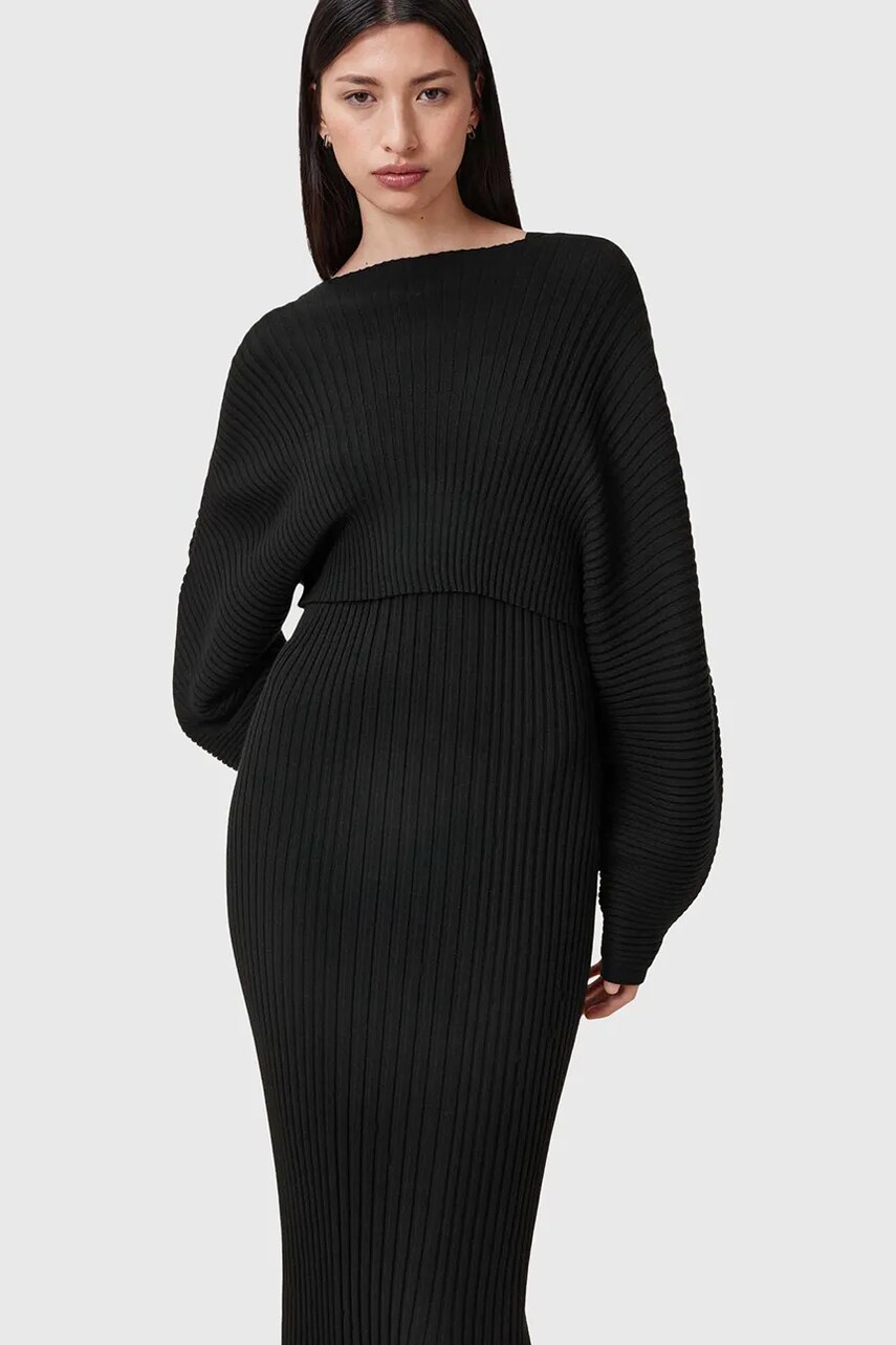 Сукня і светр AllSaints MINORI колір чорний midi облягаюча W224DC