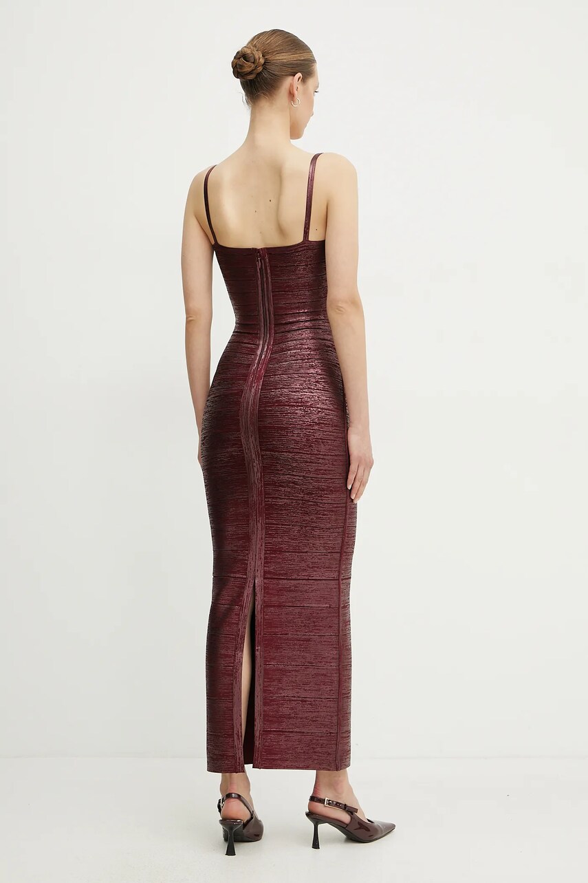 Сукня Herve Leger Gemma колір бордовий maxi облягаюча HFL8503778