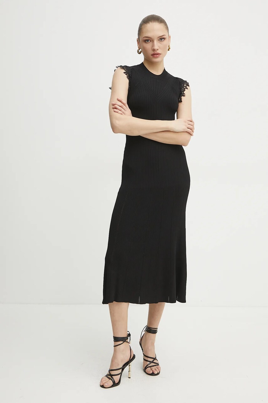 Сукня Ermanno Scervino колір чорний midi розкльошена 56TQ004EO1