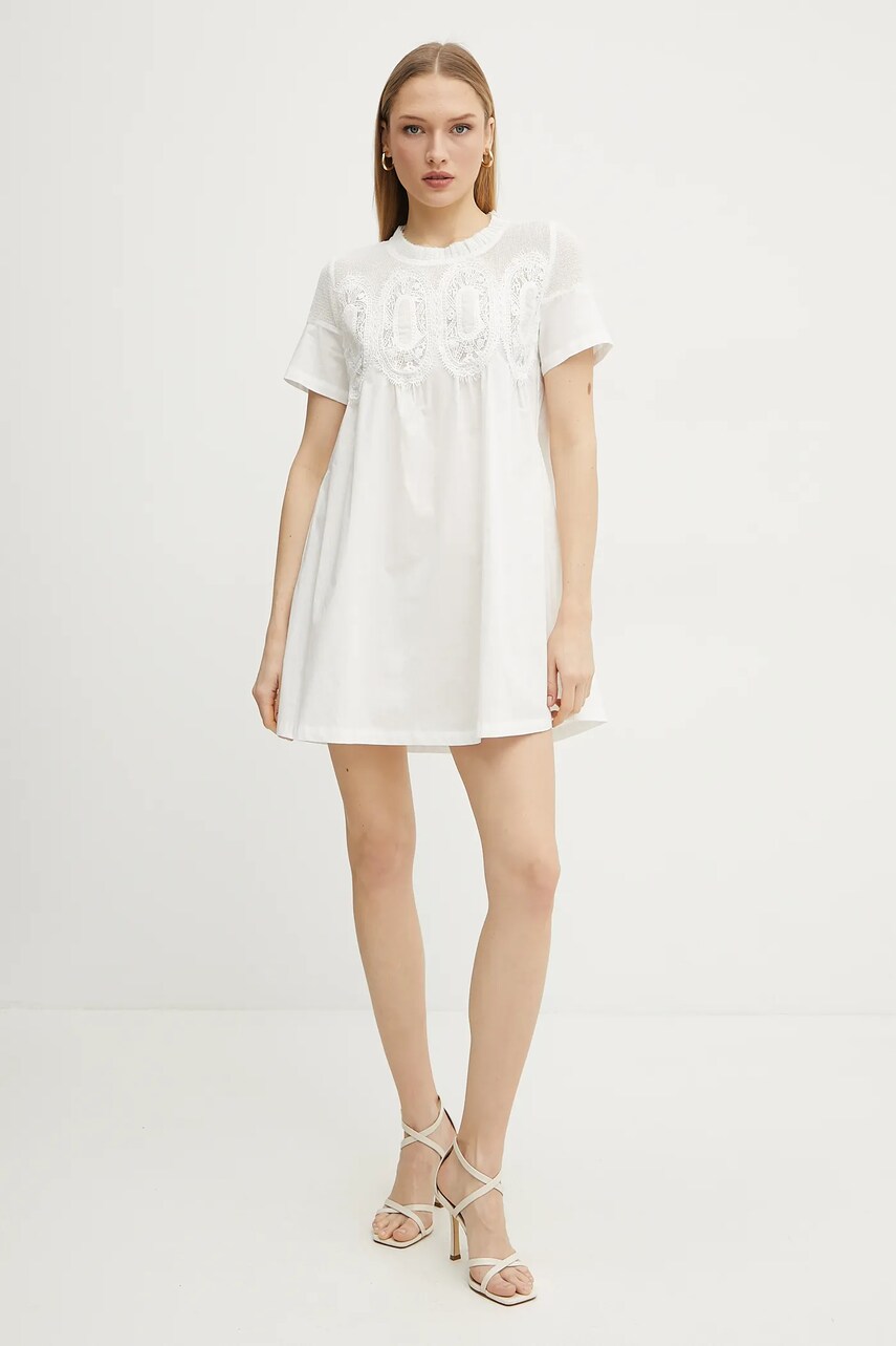 Бавовняна сукня Ermanno Scervino колір білий mini oversize 56TQ037E36