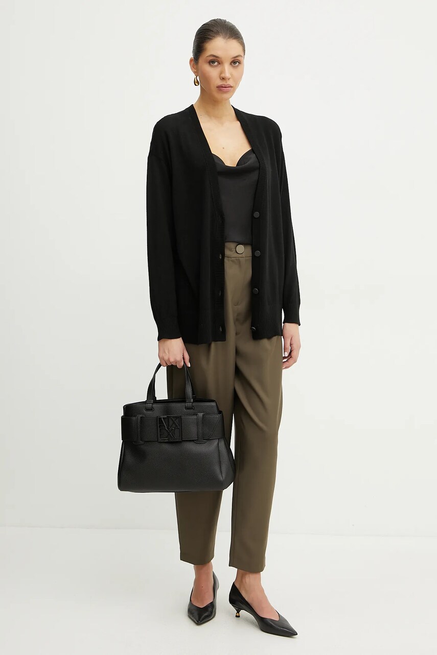 Вовняний кардиган Armani Exchange жіночий колір чорний легкий XW000122 AF11956