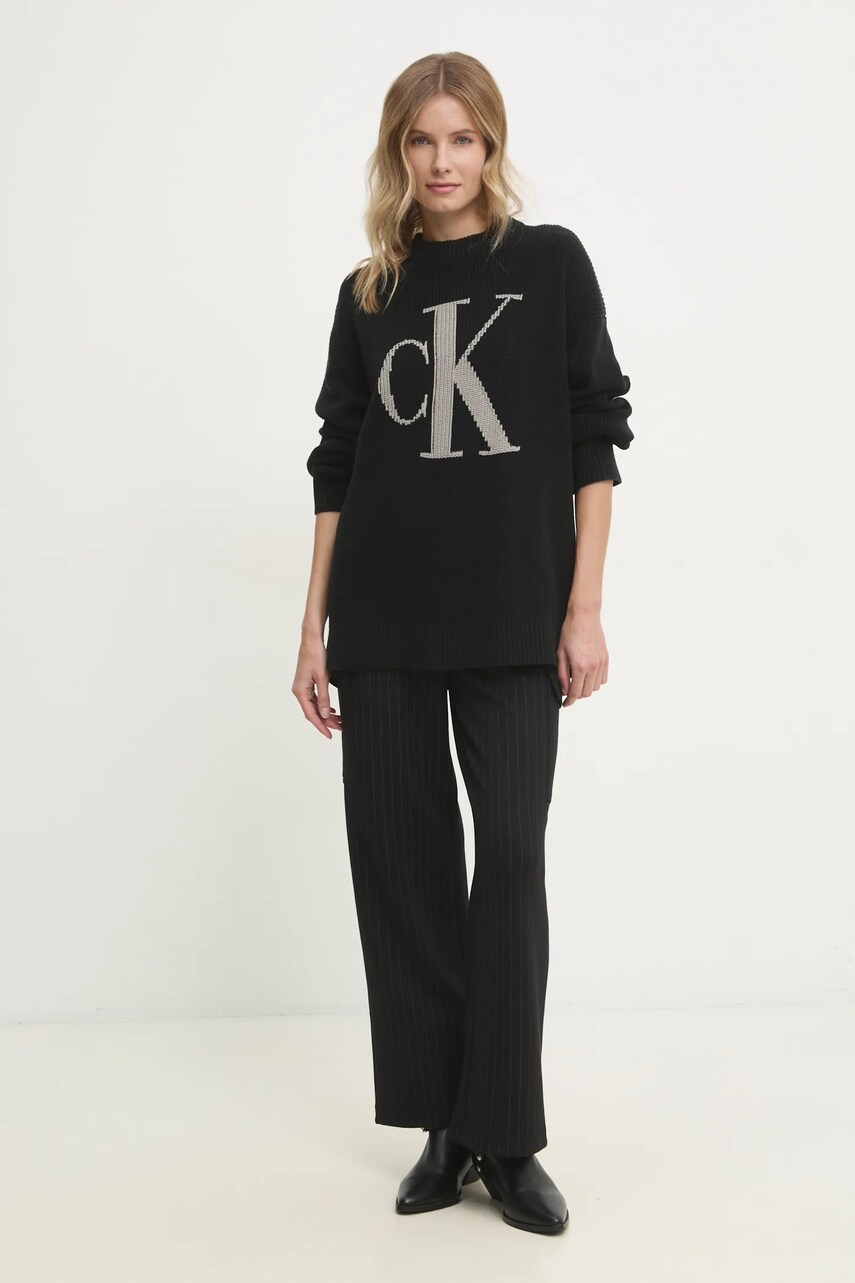 Бавовняний светр Calvin Klein Jeans колір чорний теплий J20J224799