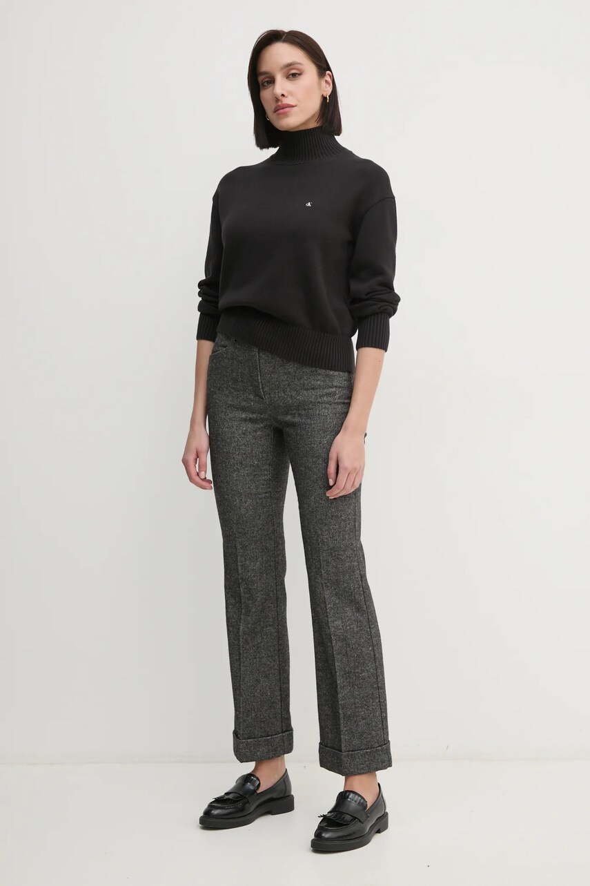 Бавовняний светр Calvin Klein Jeans колір чорний гольф J20J224806